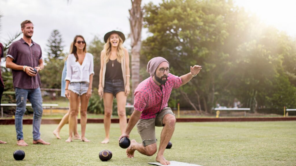 Picture of a group lawn bowling.