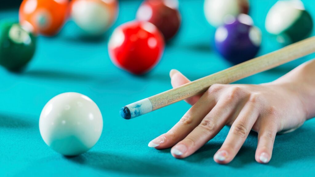 Picture of a pool table game.
