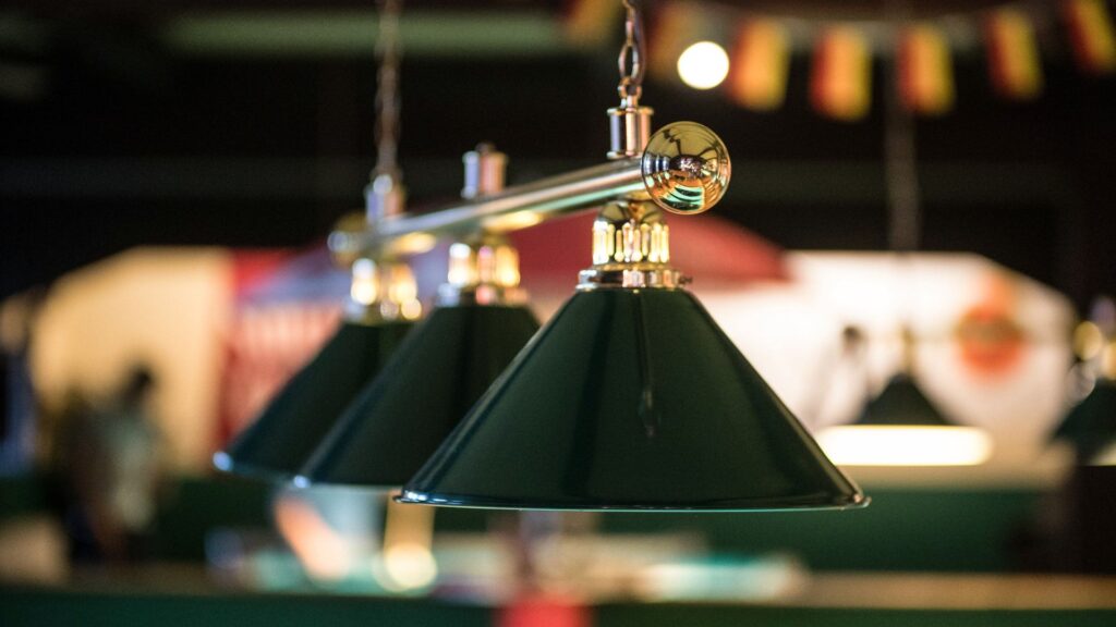 Picture of a pool table light fixture.